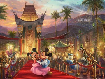 wood cart Painting - Mickey and Minnie in Hollywood Thomas Kinkade